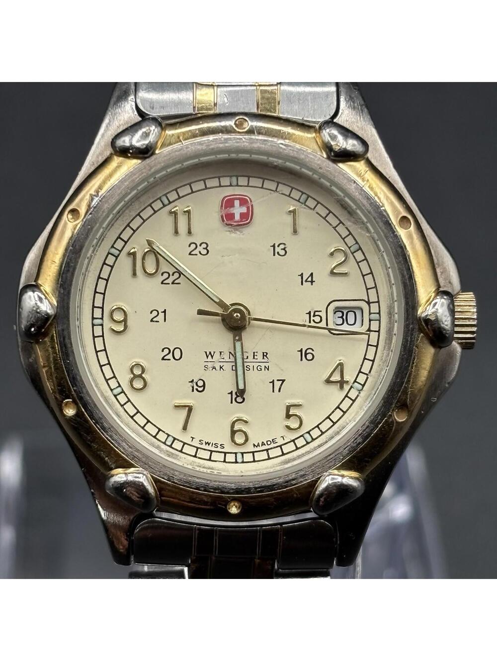 VTG Wenger SAK Design Two-Tone Ivory-Tone Dial Ladies 29mm Swiss Watch w/Date